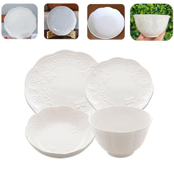 Imagem de Aparelho De Jantar 16 Pçs De Porcelana New Bone Butterfly Flower Mesa Posta Lyor