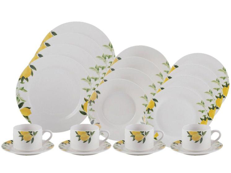 Imagem de Aparelho de Jantar e Chá 20 Peças Lyor Porcelana - Redondo Branco Lemons