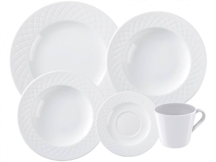 Aparelho de Jantar e Chá 20 Peças Tramontina - Porcelana Branco Redondo Ingrid - Aparelho de Jantar - Magazine Cbeneficio