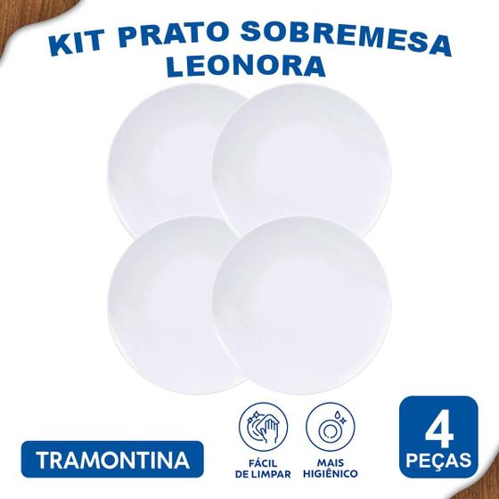 Imagem de Aparelho de Jantar Jogo de Pratos Sobremesa 19 cm Tramontina Leonora em Porcelana Decorada 4 Peças