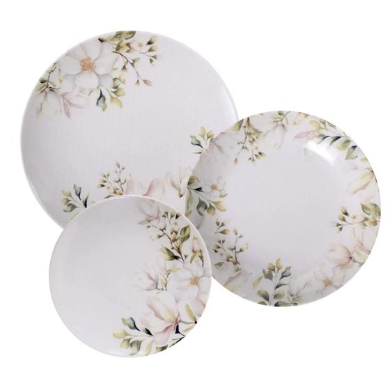 Imagem de Aparelho De Jantar Jogo Pratos Porcelana Kit 12 Peças Magnolia Tramontina