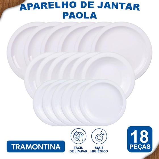 Imagem de Aparelho de Jantar Paola Tramontina Jogo de Pratos Rasos, Fundos e Sobremesa com Opções de Kits