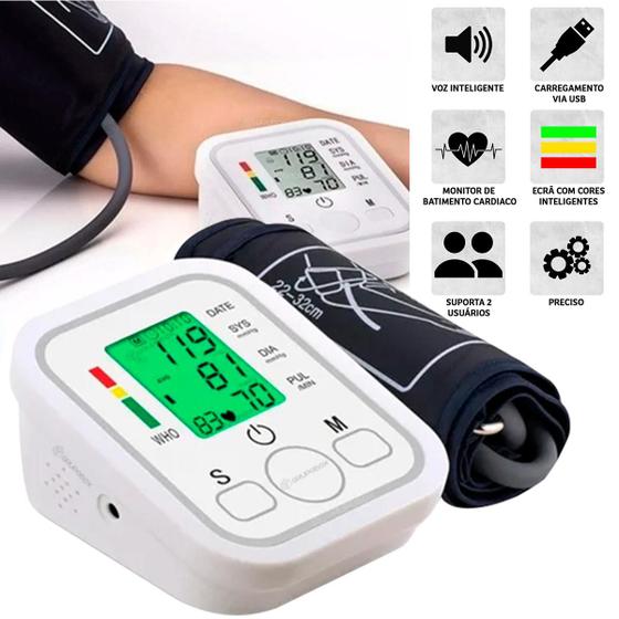 Aparelho De Medir Pressão Arterial Digital Voz Inteligente - Jziki ...