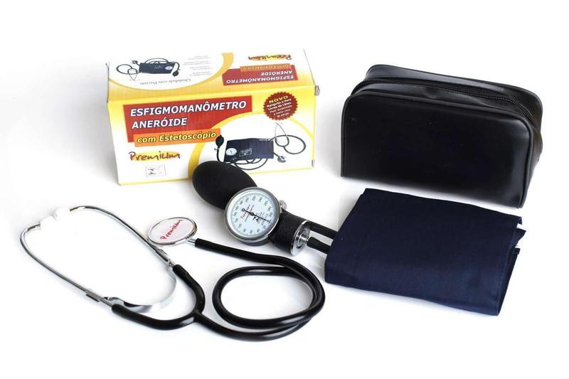 Aparelho De Medir Pressão Esfigmomanometro + Esteto Adulto Premium Menor preço em Aparelho De Medir Pressão Esfigmomanometro + Esteto Adulto Premium