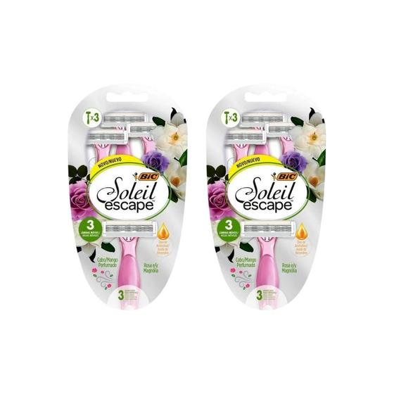 Imagem de Aparelho Depilatorio Bic Soleil Escape Rosa Com 3Un-Kit 2Un