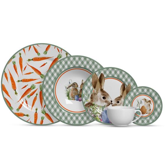 Imagem de Aparelho Jantar 20 Pcs Pascoa Coelho Cenouras Bunny 1Linha