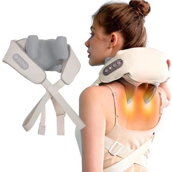 Imagem de Aparelho Massagedor elétrico Pescoço Ombros costas Cervical Terapêutico Portátil Recarregável Inteligente