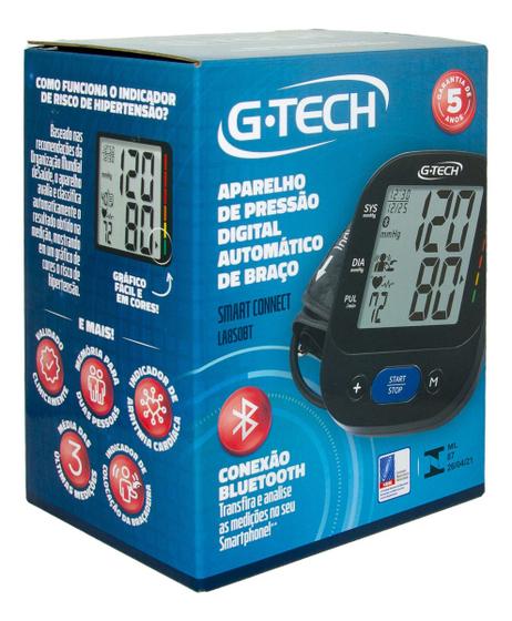 Imagem de Aparelho Para Medir Pressão Arterial Digital De Braço G-Tech Automático Bluetooth