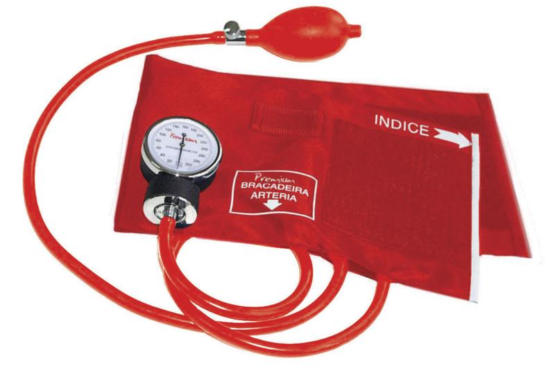 Imagem de Aparelho Para Medir Pressão Manual Esfigmomanômetro Aneróide Cor Vermelho Premium