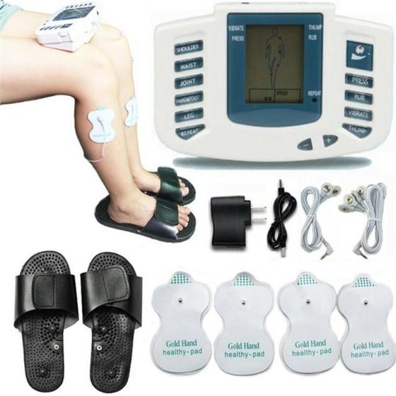 Imagem de Aparelho tens digital fisioterapia massagem com chinelo massageador eletroestimulador muscular