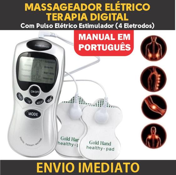 Imagem de Aparelho Tens E Fes Fisiterapia Tira dor Massagem  massageador Eletrônico 4 Eletrodos