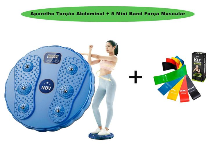 Imagem de Aparelho Torção Abdominal Contador Eletrônico + 5 Mini Band Força Muscular