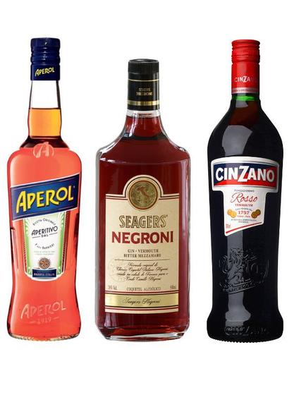 Imagem de Aperol 750ml + Cinzano Rosso 950ml + Seagers Negroni 980ml