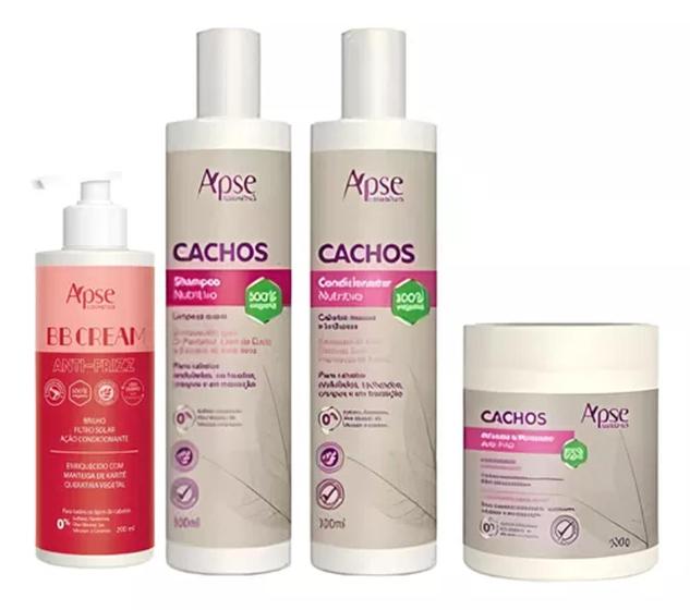 Imagem de Apice Cachos Shampoo e Condicionador e Ativador + BB Cream