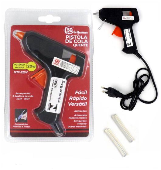 Aplicador de cola quente 20w c/ 2 bastoes de cola Menor preço em Aplicador de cola quente 20w c/ 2 bastoes de cola