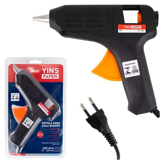 Aplicador de Cola Quente Grande 20w Bivolt + 2 Bastões Yins Menor preço em Aplicador de Cola Quente Grande 20w Bivolt + 2 Bastões Yins