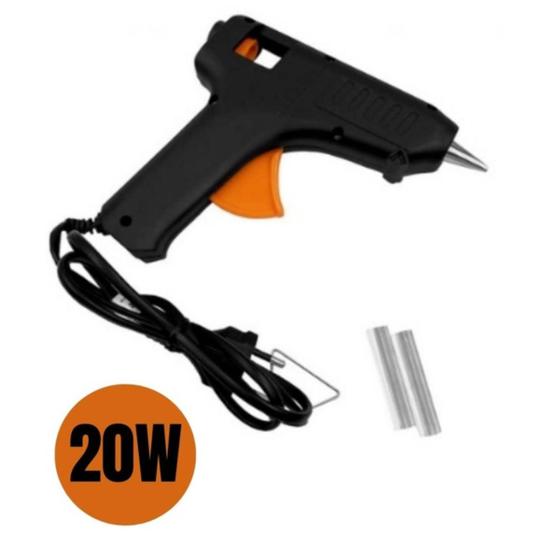 Imagem de Aplicador de Cola Quente Termostática Com 2 Mini Bastão Refil 20W Bivolt Bico Fino Durabilidade