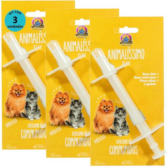 Imagem de Aplicador de Comprimidos AnimalíssimoPara Cães e Gatos Kit Com 3 unidades