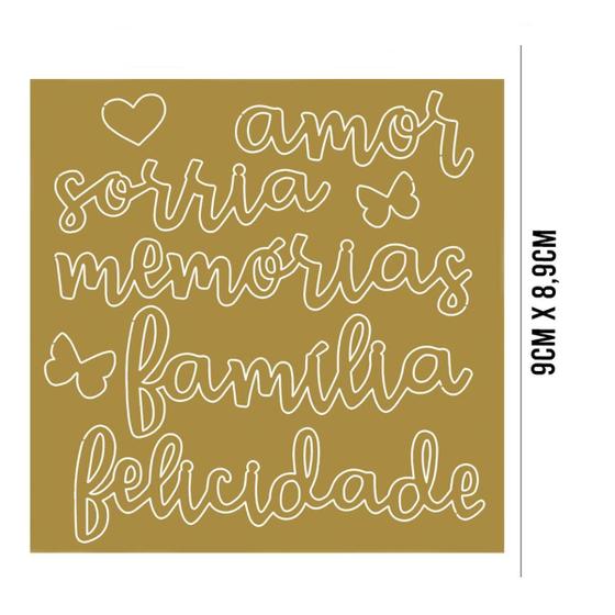 Imagem de Aplique Acrílico: Palavras: Amor, Sorria, Memórias, Família, Felicidade - APA-001