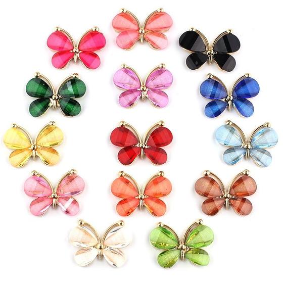 Imagem de Aplique Borboleta Metal com Vidro 22x29mm 10pç 50g Colagem Cor Sortida