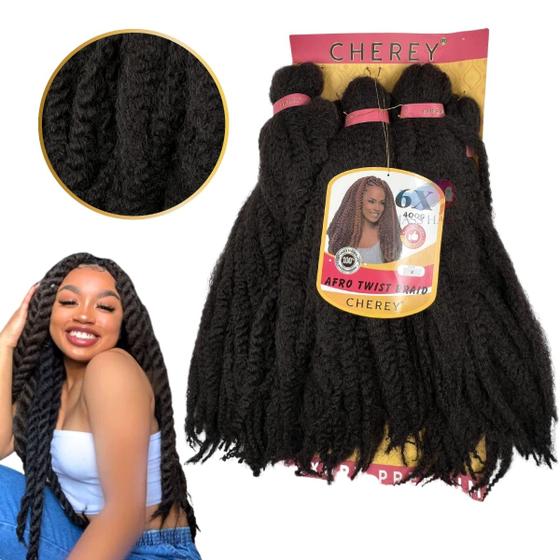 Imagem de Aplique Cabelo Afro Twist Marley Crochet Box Braid Cherey 400gr