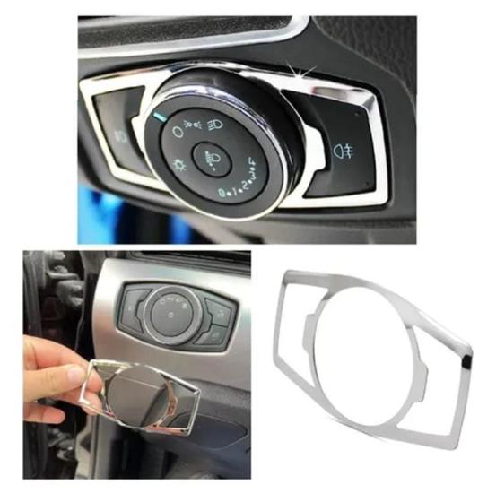 Imagem de Aplique Cromado Moldura Botões de Comando do Farol Ford Ka Ecosport Focus Fusion Ranger