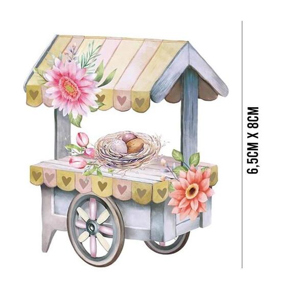 Imagem de Aplique de MDF e Papel - Coleção Encanto Carrinho Com Ninho - APM8 - 1302