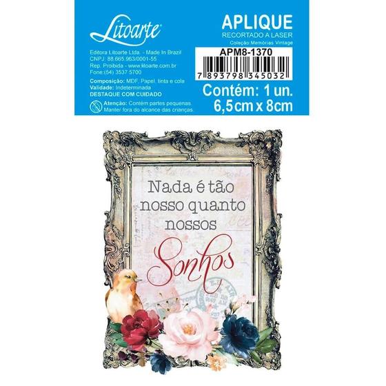 Imagem de Aplique de MDF e Papel - Memórias Vintage : Nada é Tão Nosso Quanto Nossos Sonhos - APM8-1370