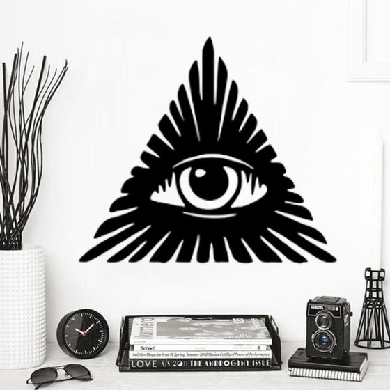 Imagem de Aplique De Parede Olho De Hórus Que Tudo Vê Illuminati Mdf Quadro Vazado Decorativo Casa Sala Escritório