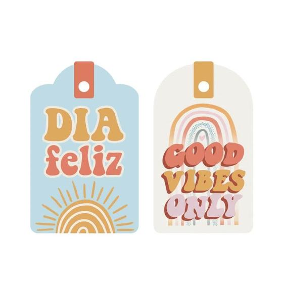 Imagem de Aplique Decoupage Coleção Good Vibes Tags Apm4-498 em Papel e Mdf 4cm Litoarte
