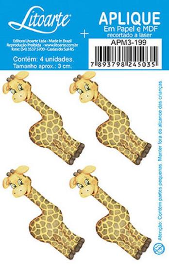 Imagem de Aplique Decoupage Girafa Apm3-199 em Papel e Mdf 3cm Litoarte