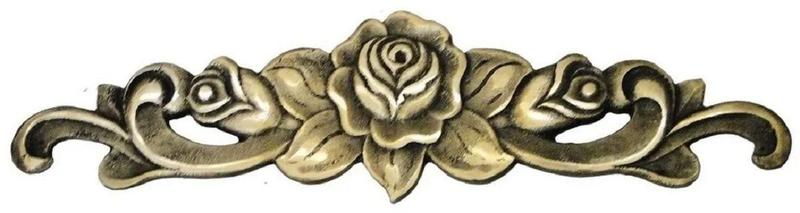 Imagem de Aplique Em Bronze Móveis Floral Grande 34 X 9 Cômoda Flores