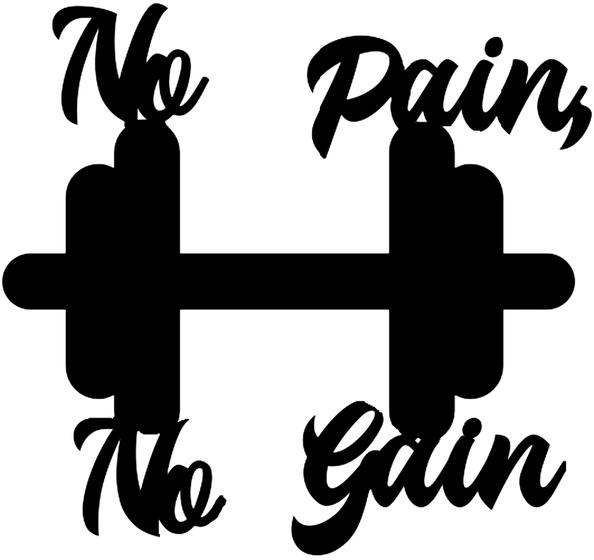 Imagem de aplique em MDF Academia no pain no gain alter fitness vazado decorativo c/ fita dupla face