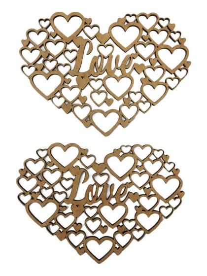 Imagem de Aplique Laser Mdf - Colméia Coração Love - 2 Un - 10 Cm