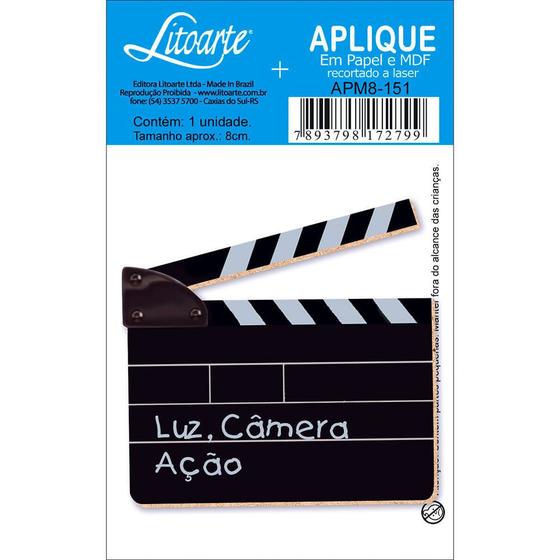 Imagem de Aplique MDF e Papel Litoarte 8 cm - Modelo APM8- 151 Claquete