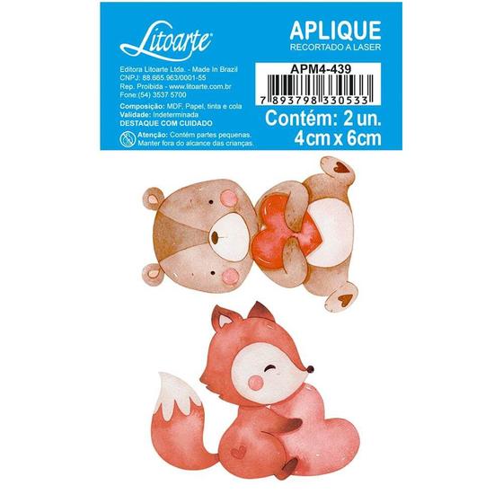 Imagem de Aplique mdf papel litoarte apm4 4x6 cm tema animais