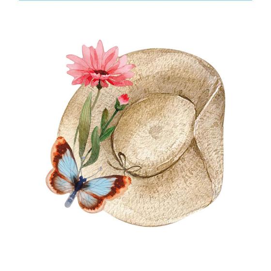 Imagem de Aplique Papel Decoupage em Mdf Chapeu com Flores Apm8-1348 8cm Litoarte