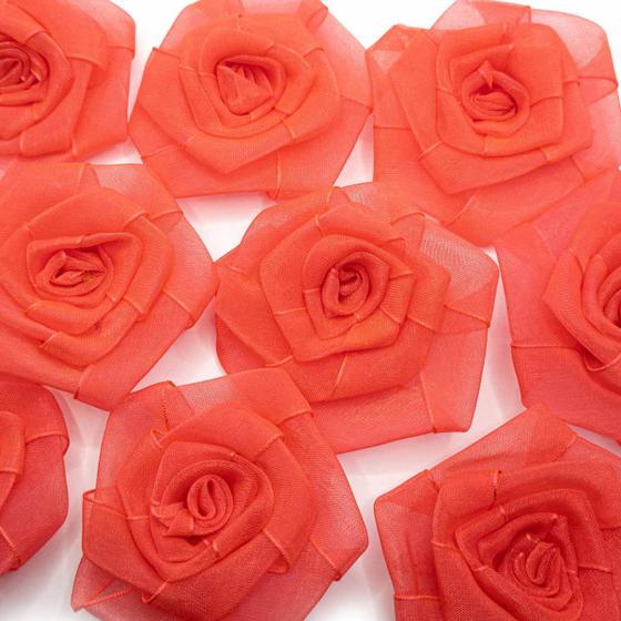 Imagem de Aplique Patch Tecido Flor Rosa Vermelho 70x75mm 15pç 18g