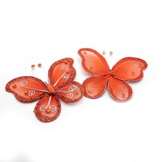 Imagem de Aplique Tecido Metal Borboleta Vermelho 60x65mm 5pç 15g