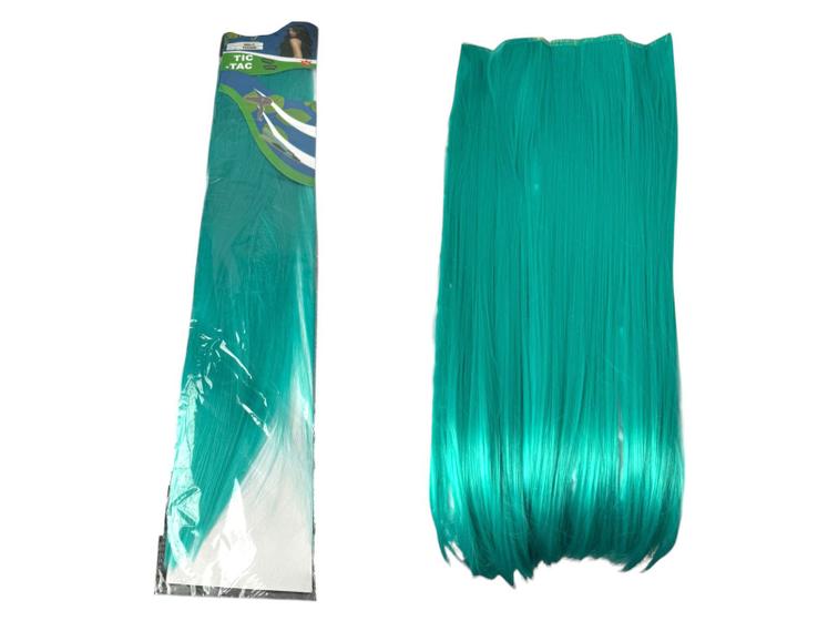 Imagem de Aplique tic tac cor verde água cabelo orgânico liso 60cm