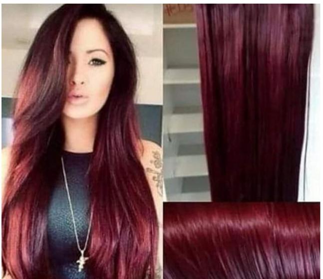 Imagem de Aplique Tic-Tac Identico ao Cabelo Humano 70 cm MARSALA LISO - F.Y