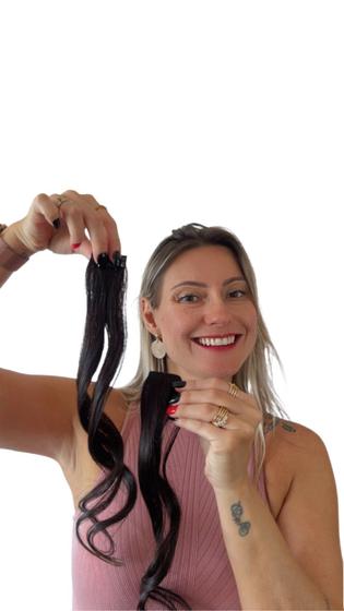 Imagem de Aplique Tic Tac Lateral p/ Volume Fácil Colocação Cabelo Humano 55cm
