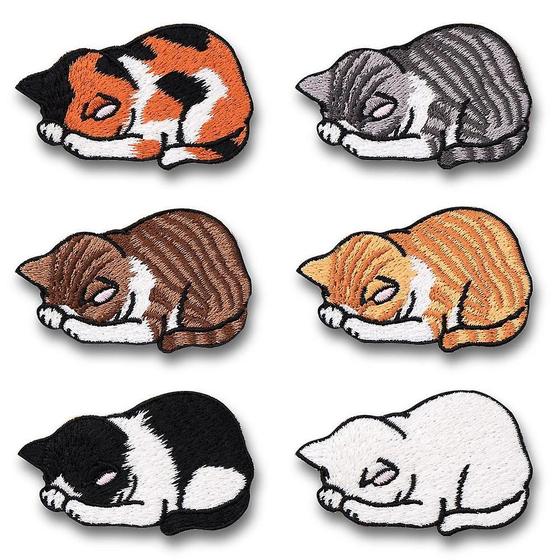 Imagem de Apliques Bordados para Gatos - Conjunto com 6 Patches para Passar (Wokex)