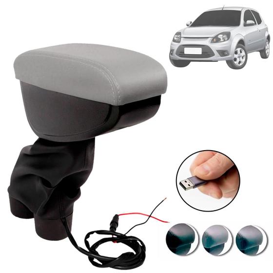 Imagem de Apoio Braço Ka 2008 A 2013 Couro Com Usb Cinza