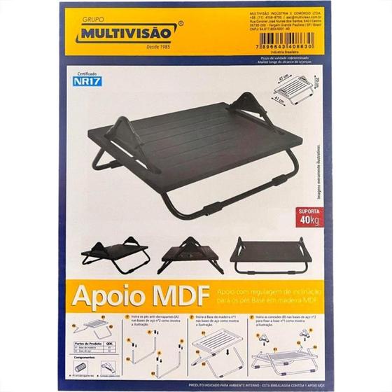 Imagem de Apoio Ergonomico Para Pes Multivisao Mdf Preto Nr-17