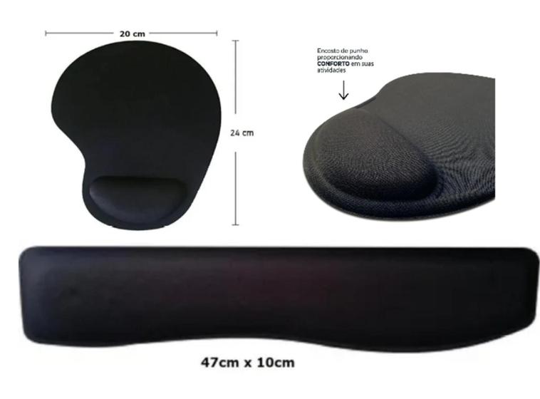 Imagem de Apoio P/Teclado (Key Pad) Preto + Mouse Pad c/Apoio de Pulso (SEM MOUSE)