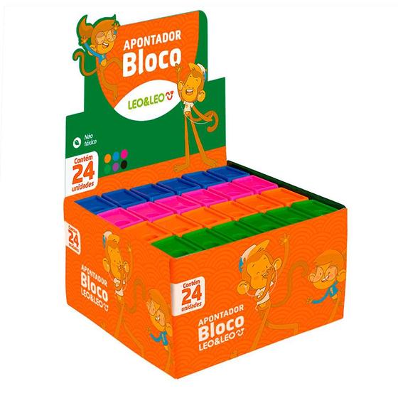 Imagem de Apontador com Depósito Bloco Cores Sortidas Caixa 24 Un - Leo&Leo