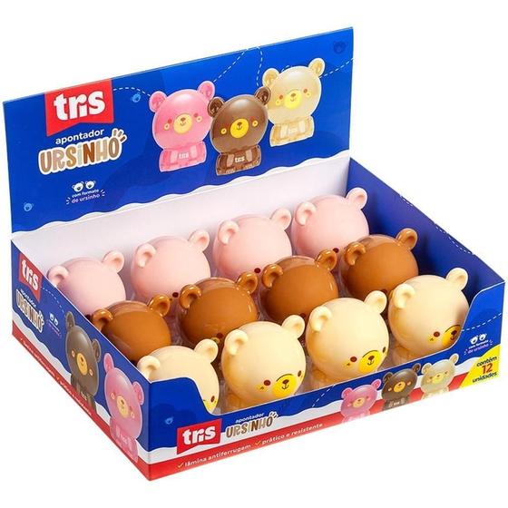 Imagem de Apontador com Depósito Decorado TRIS Ursinhos - 3 Cores Sortidas (display com 12)