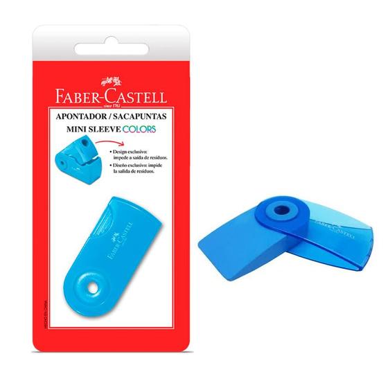 Imagem de Apontador com Deposito e Borracha Mini Sleeve Neon Azul - Faber Castell