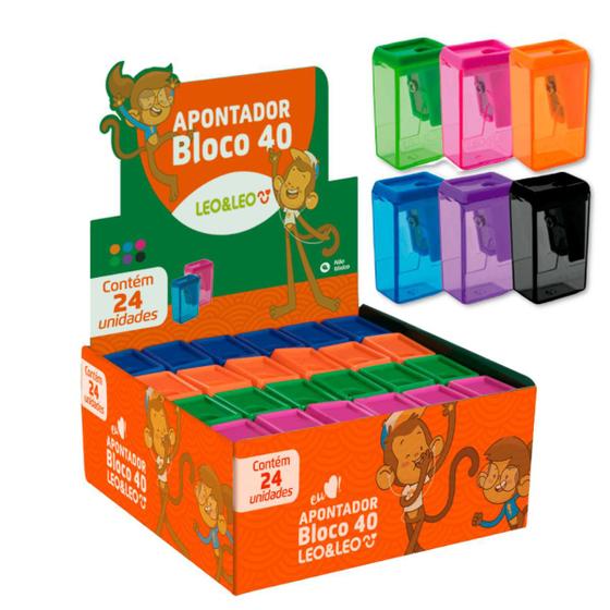 Imagem de Apontador de lápis retangular bloco 4cm caixa com 24 unidades